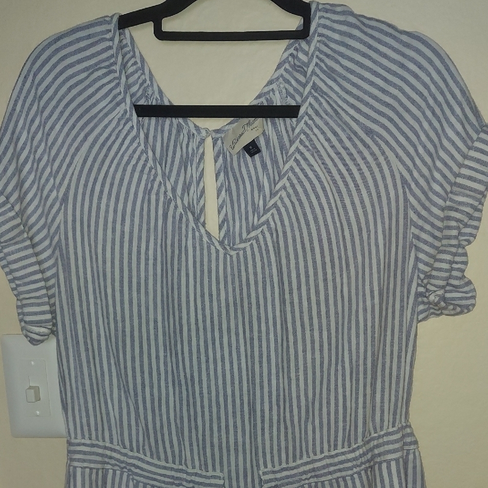 Universal Thread Blue & White Striped V-Neck Romper - Picture 5 of 11